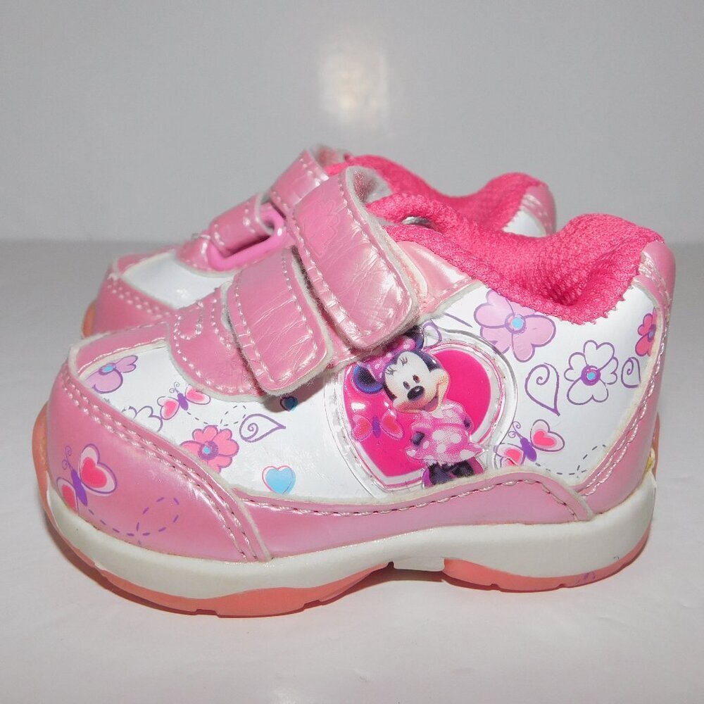 VTG Disney Minnie Mouse Pink White Baby Girl size 1 Sneaker Running Shoes 0-3 m
